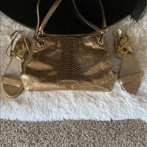 Gold Michael Kors purse & sandals size 8.5